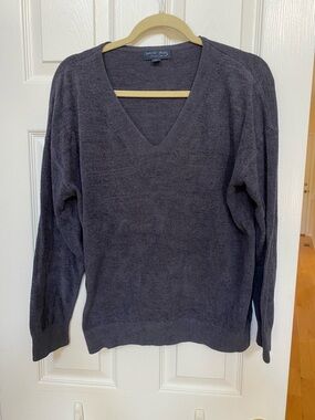 Barefoot Dreams Women's V-Neck Sweater - Charcoal Gray